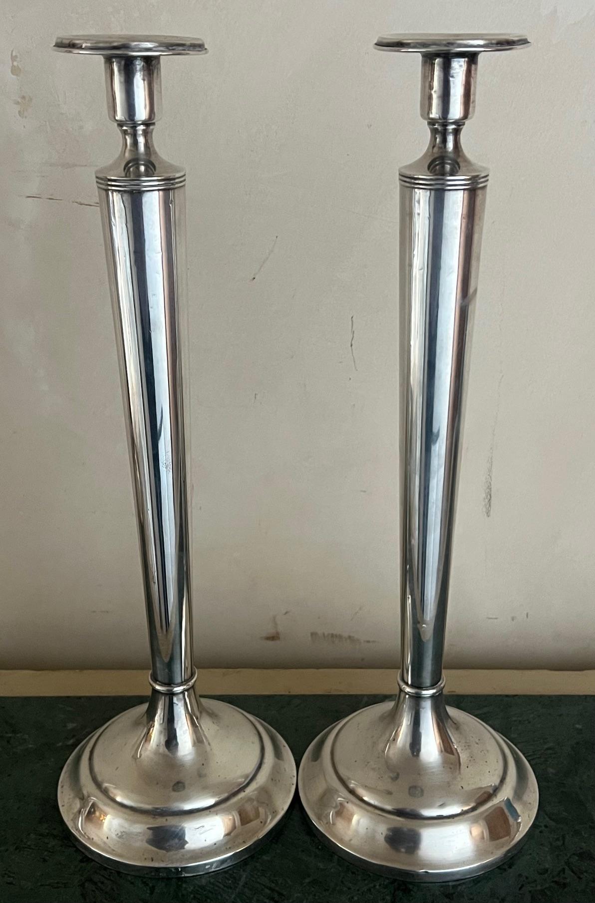 Empire Revival Antique Sterling Silver Candlesticks, Set of 2