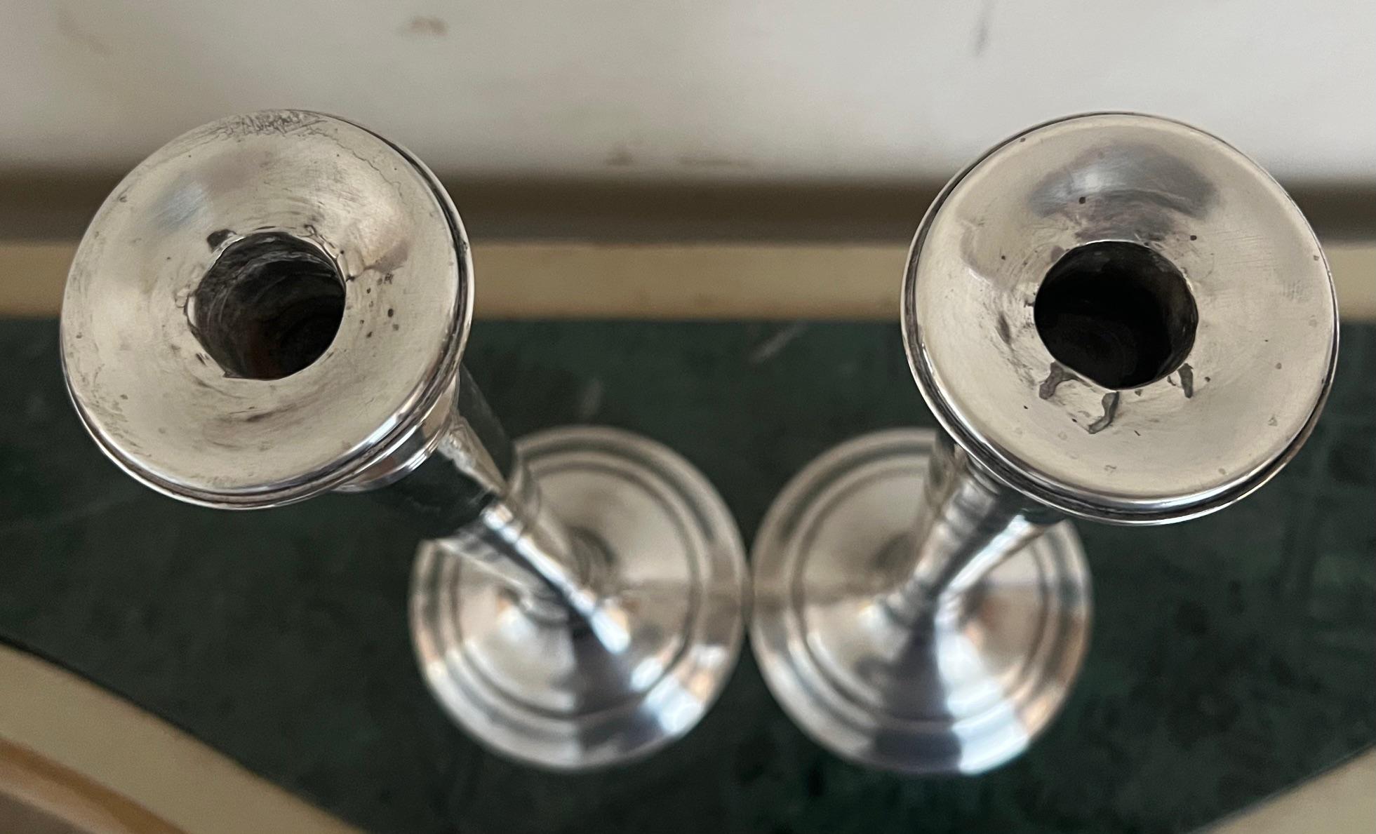 Unknown Antique Sterling Silver Candlesticks, Set of 2