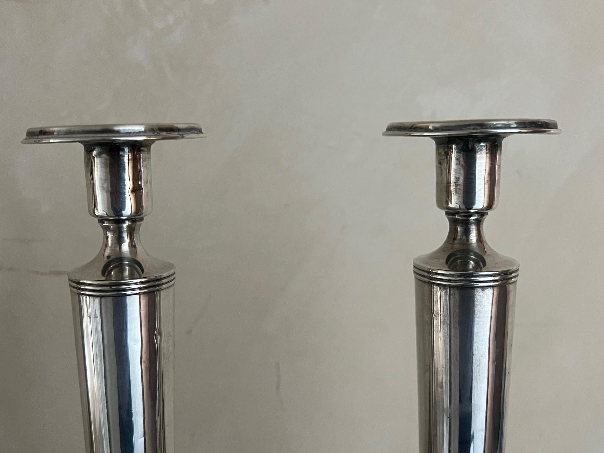 Cast Antique Sterling Silver Candlesticks, Set of 2