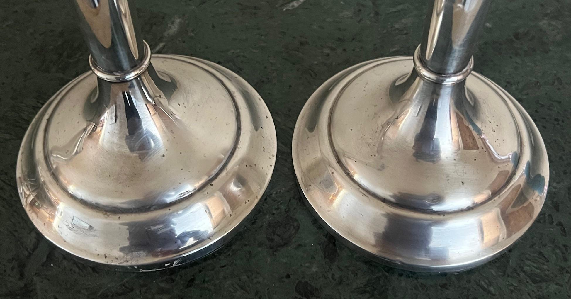 Antique Sterling Silver Candlesticks, Set of 2 In Good Condition In Ross, CA