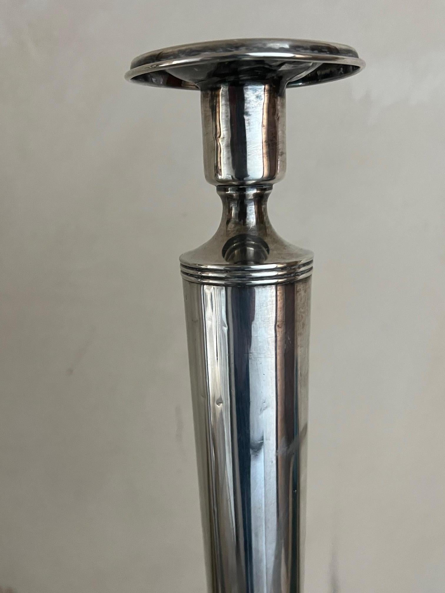 19th Century Antique Sterling Silver Candlesticks, Set of 2