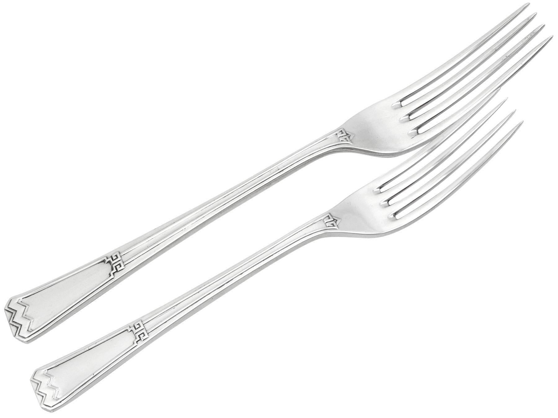 British Art Deco Sterling Silver Canteen of Cutlery for Twelve Persons For Sale