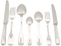 Antike Sterling-Silber-Kantine mit Besteck für zwölf Personen