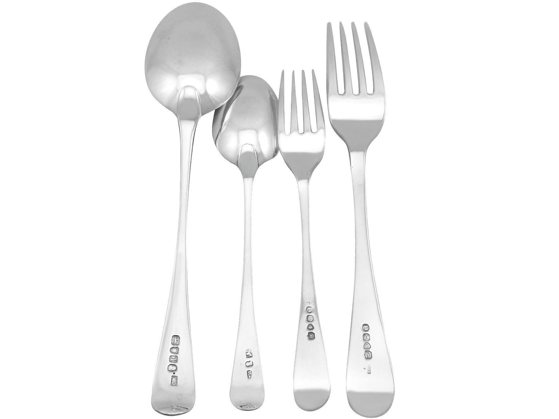 An exceptional, fine and impressive composite antique sterling silver canteen of cutlery for twelve persons; an addition to our antique flatware sets

The pieces of this exceptional composite antique silver flatware service, in sterling standard,