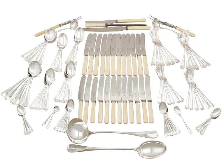 Early 20th Century Antique Sterling Silver Canteen of Cutlery for Twelve Persons For Sale