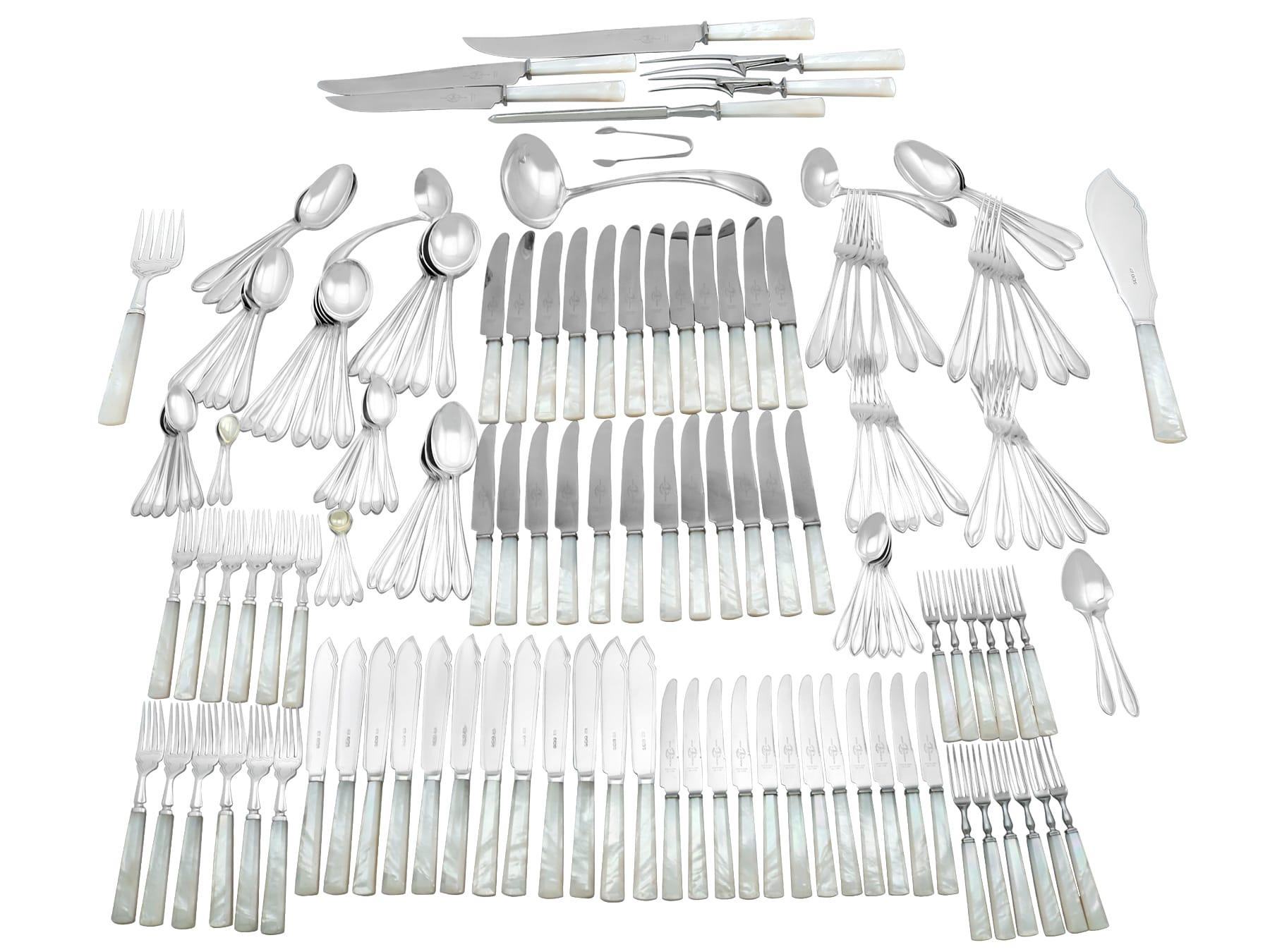 20th Century Antique Sterling Silver Canteen of Cutlery for Twelve Persons For Sale