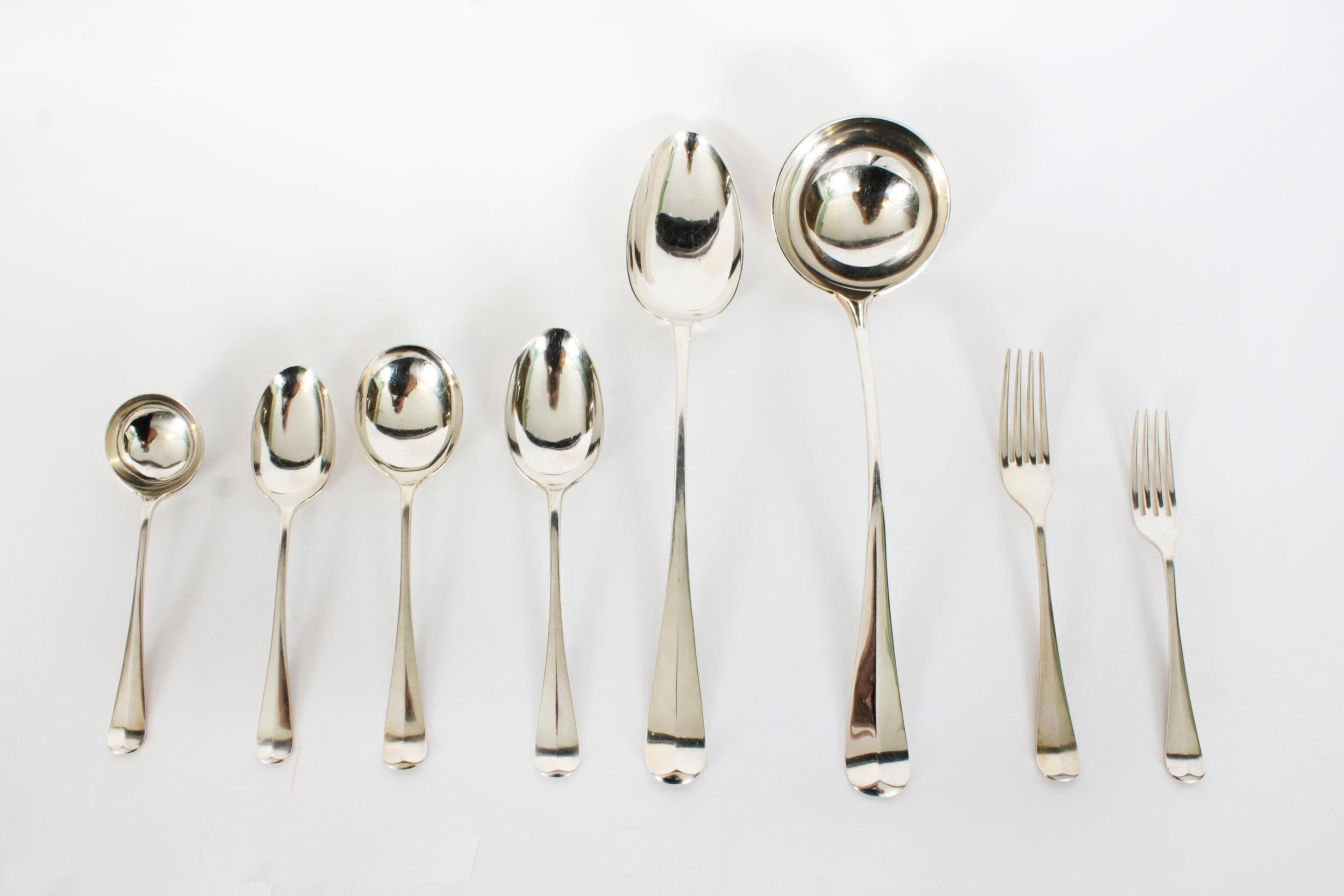 Antique Sterling Silver Canteen x 12 Hanoverian Pattern Cutlery Sheffield 1933 8