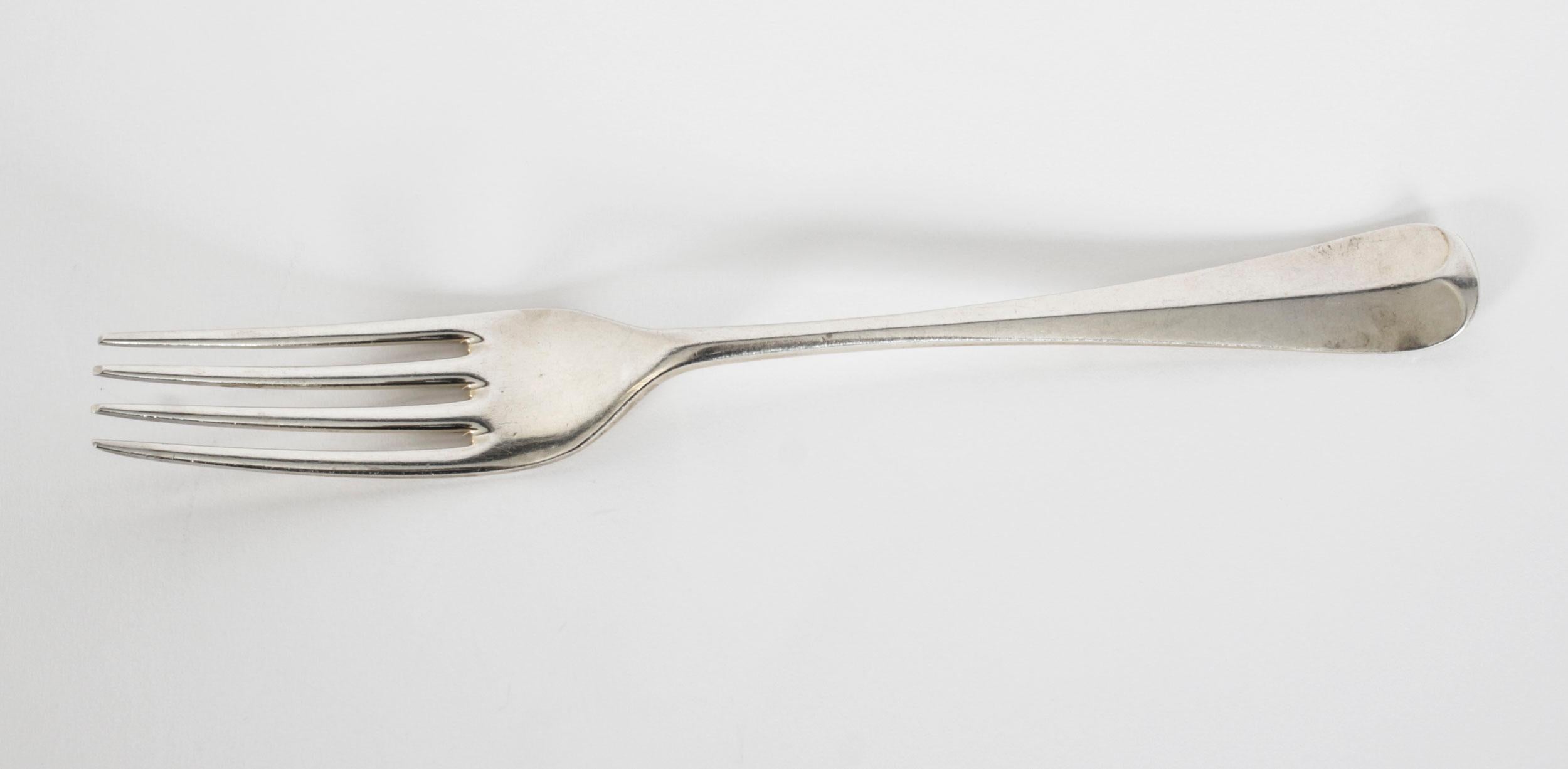 Antique Sterling Silver Canteen x 12 Hanoverian Pattern Cutlery Sheffield 1933 9