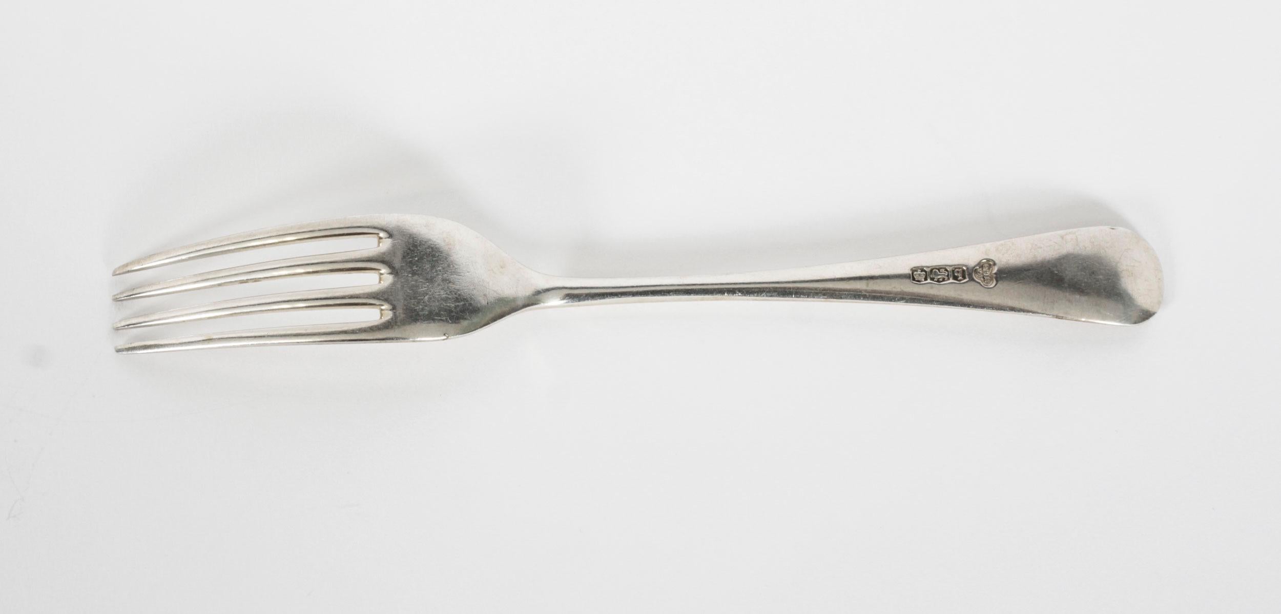 Antique Sterling Silver Canteen x 12 Hanoverian Pattern Cutlery Sheffield 1933 9