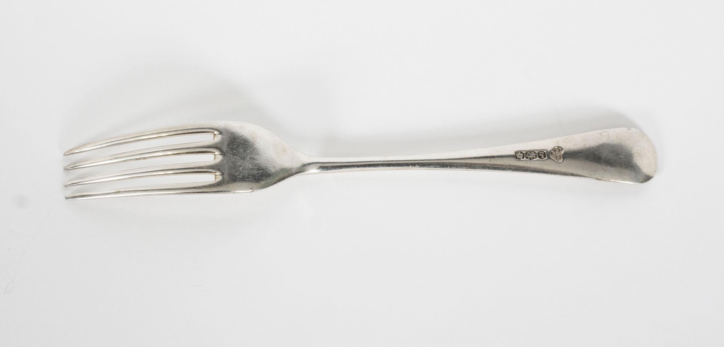Antique Sterling Silver Canteen x 12 Hanoverian Pattern Cutlery Sheffield 1933 10