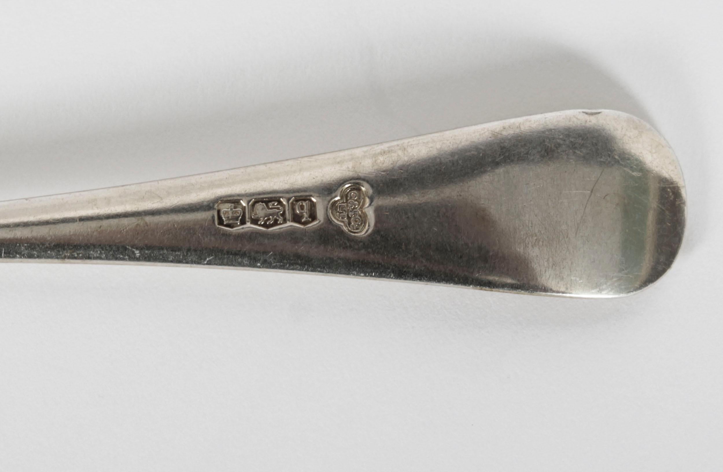 Antique Sterling Silver Canteen x 12 Hanoverian Pattern Cutlery Sheffield 1933 11