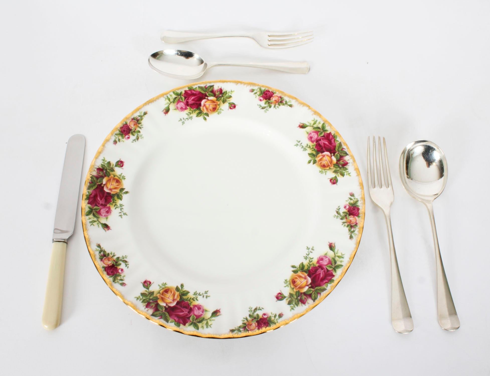 Mid-20th Century Antique Sterling Silver Canteen x 12 Hanoverian Pattern Cutlery Sheffield 1933