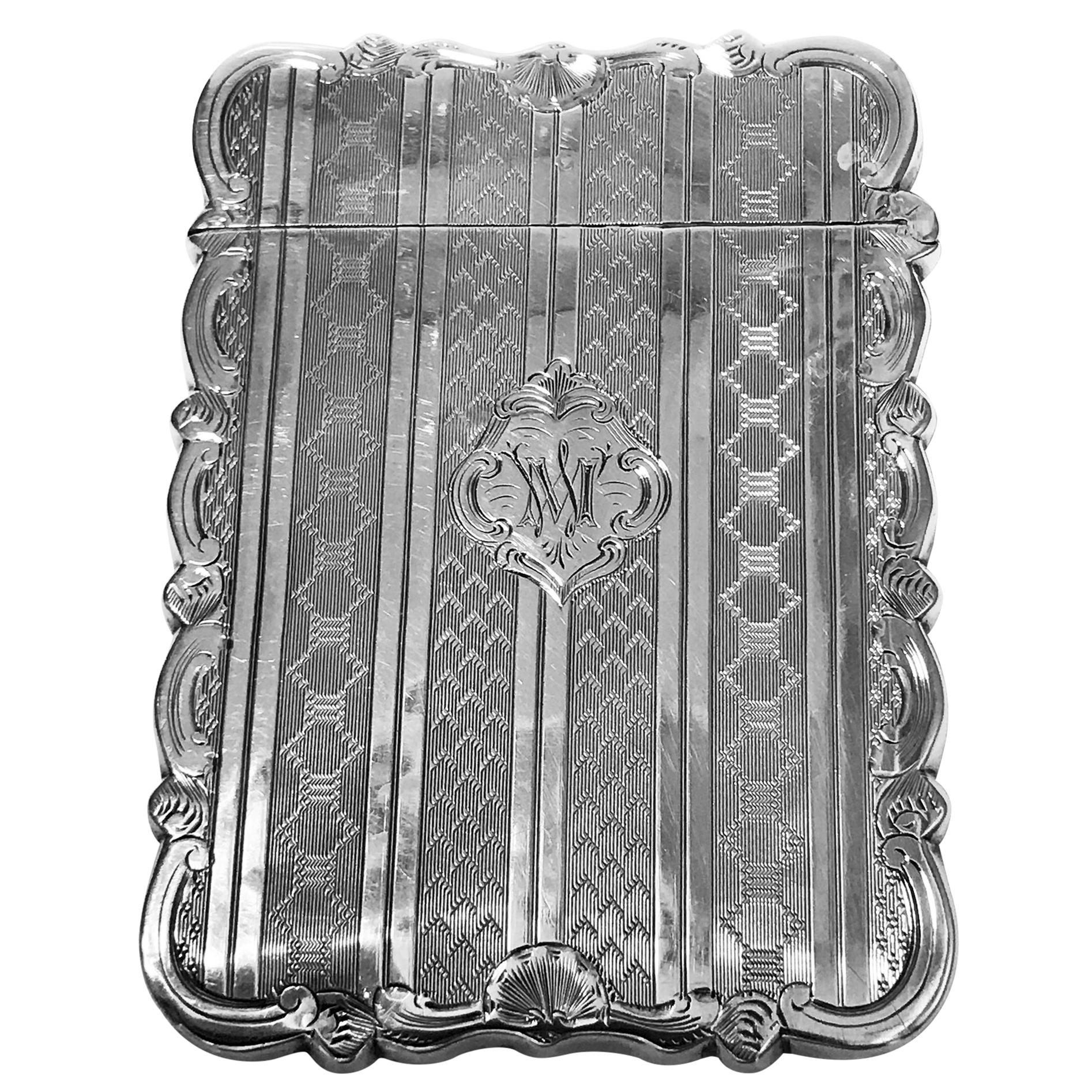 Antique Sterling Silver Card Case, Birmingham, 1866