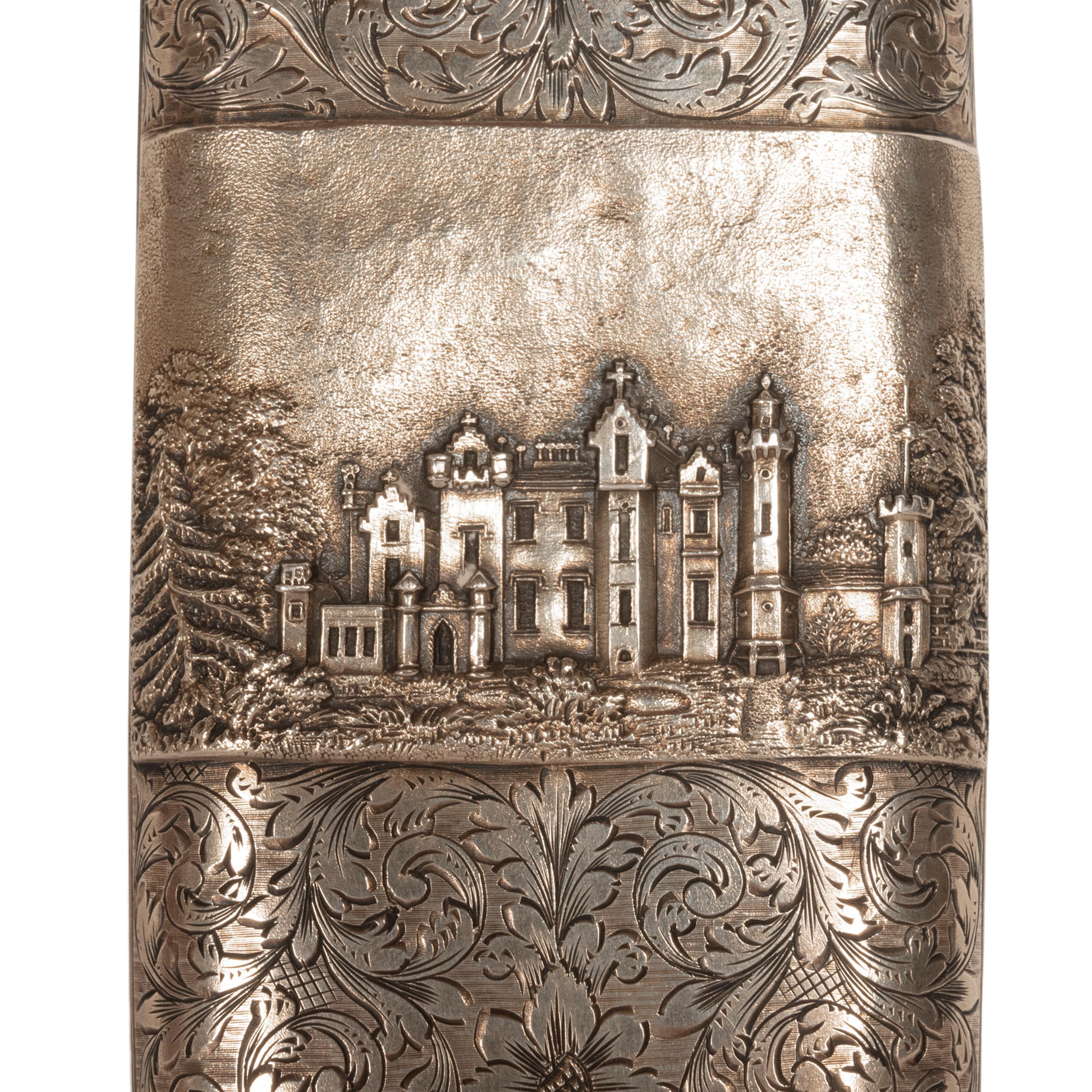 Antique Sterling Silver Castle Top Cigar Case Nathaniel Mills Birmingham 1840  For Sale 4