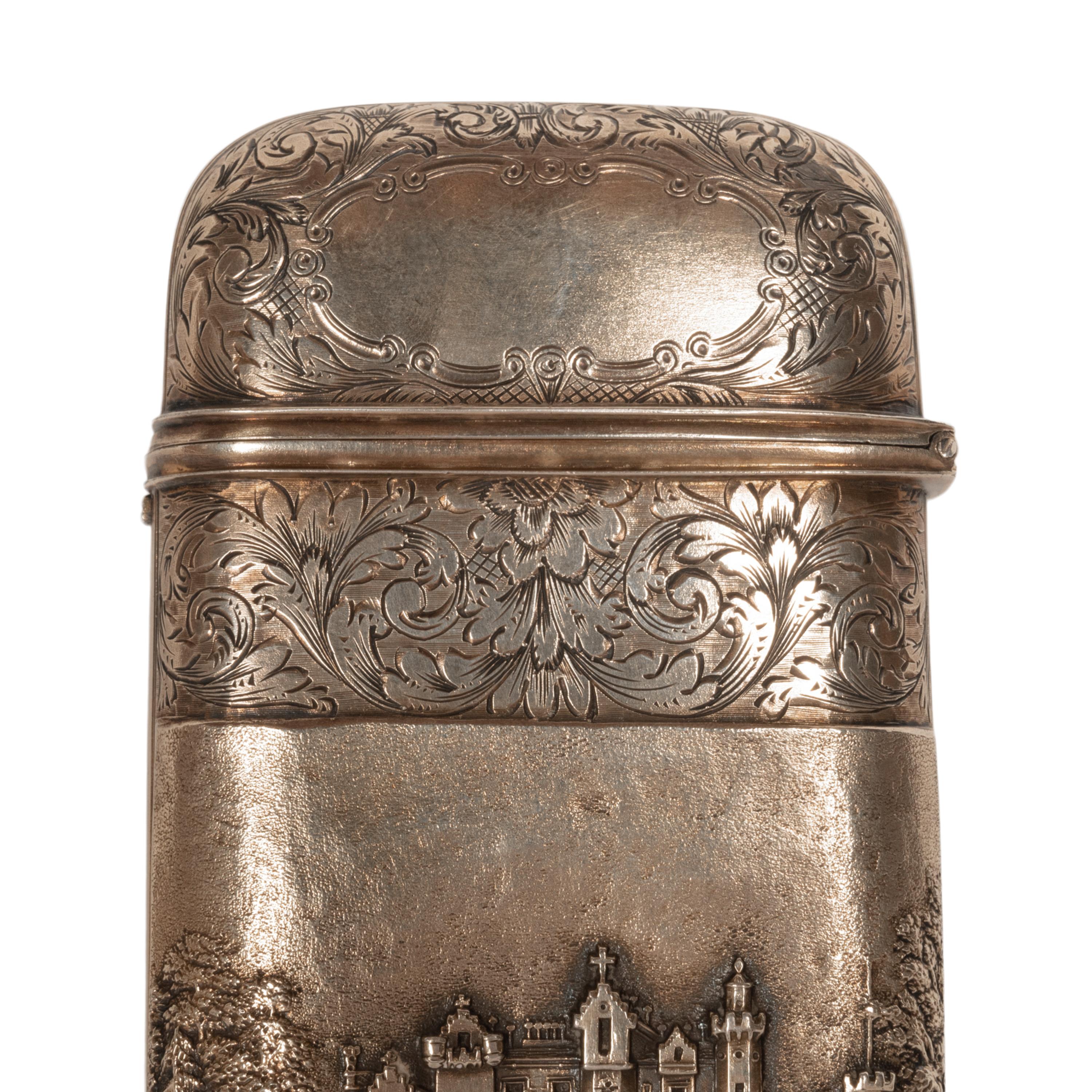 Antique Sterling Silver Castle Top Cigar Case Nathaniel Mills Birmingham 1840  For Sale 5