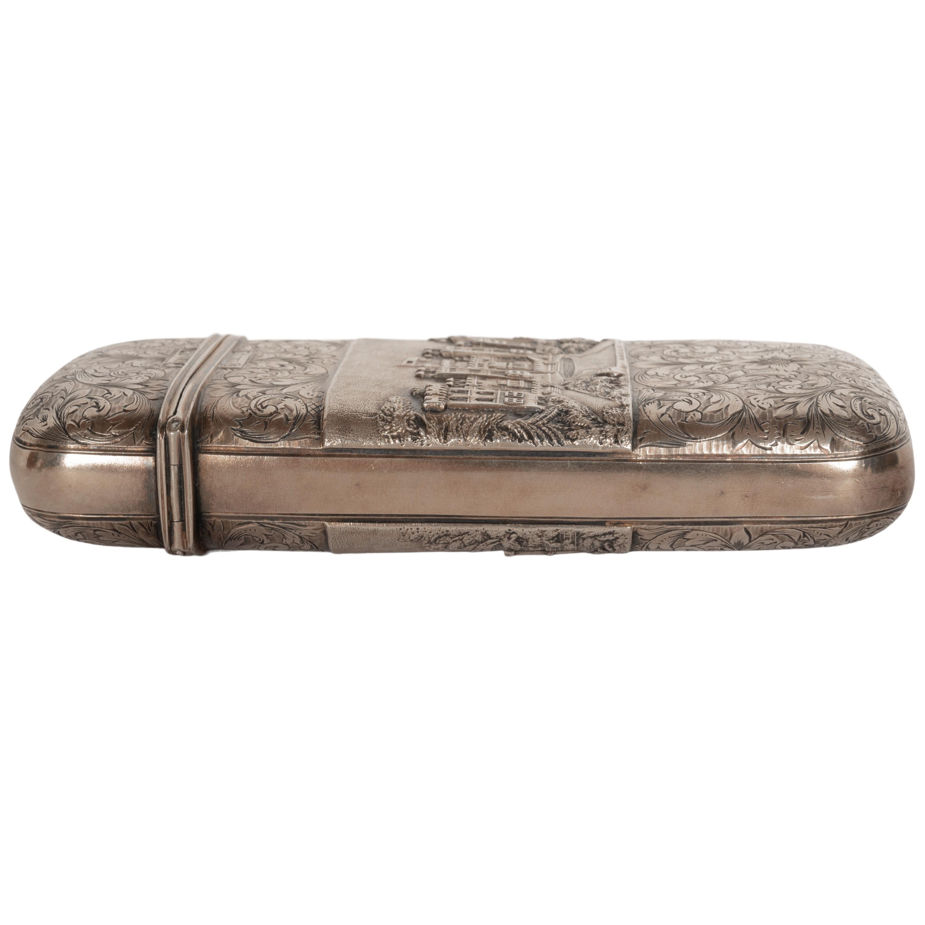 Antique Sterling Silver Castle Top Cigar Case Nathaniel Mills Birmingham 1840  For Sale 6