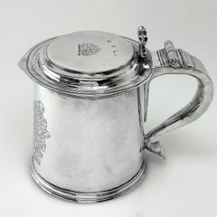 Sterling Silver Charles II Lidded Tankard / Beer Mug London 1680, 17th Century