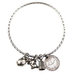 Used sterling silver charm bangle, bracelet, Lucky charms 