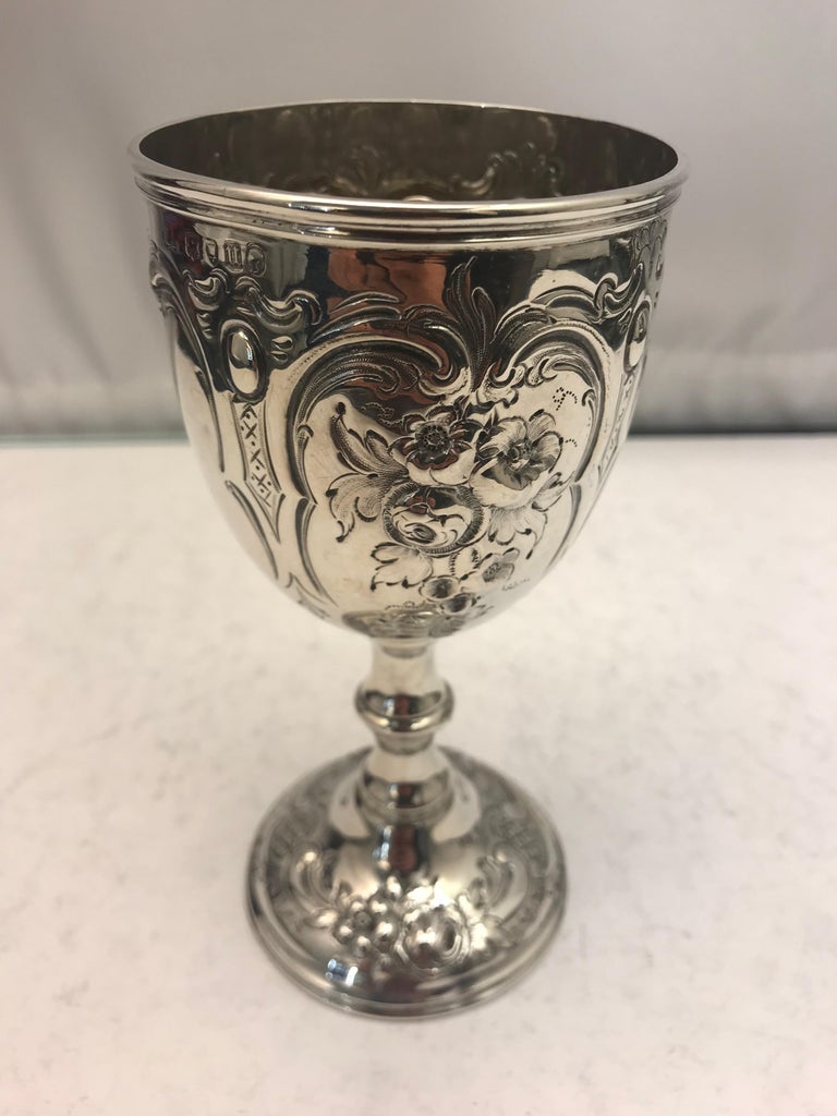Antique Sterling Silver Chased Goblet at 1stDibs