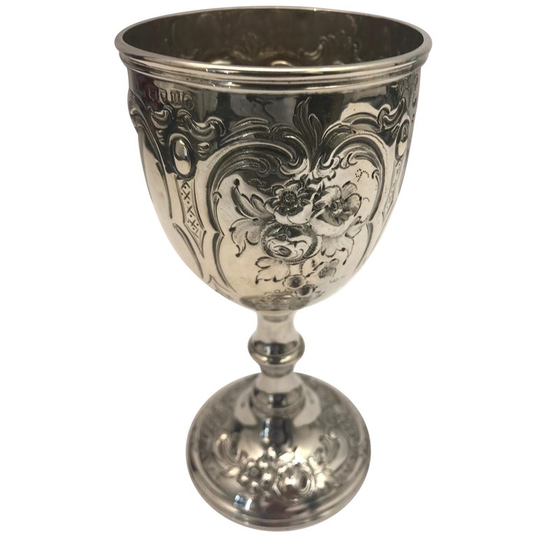 Antique Sterling Silver Chased Goblet at 1stDibs