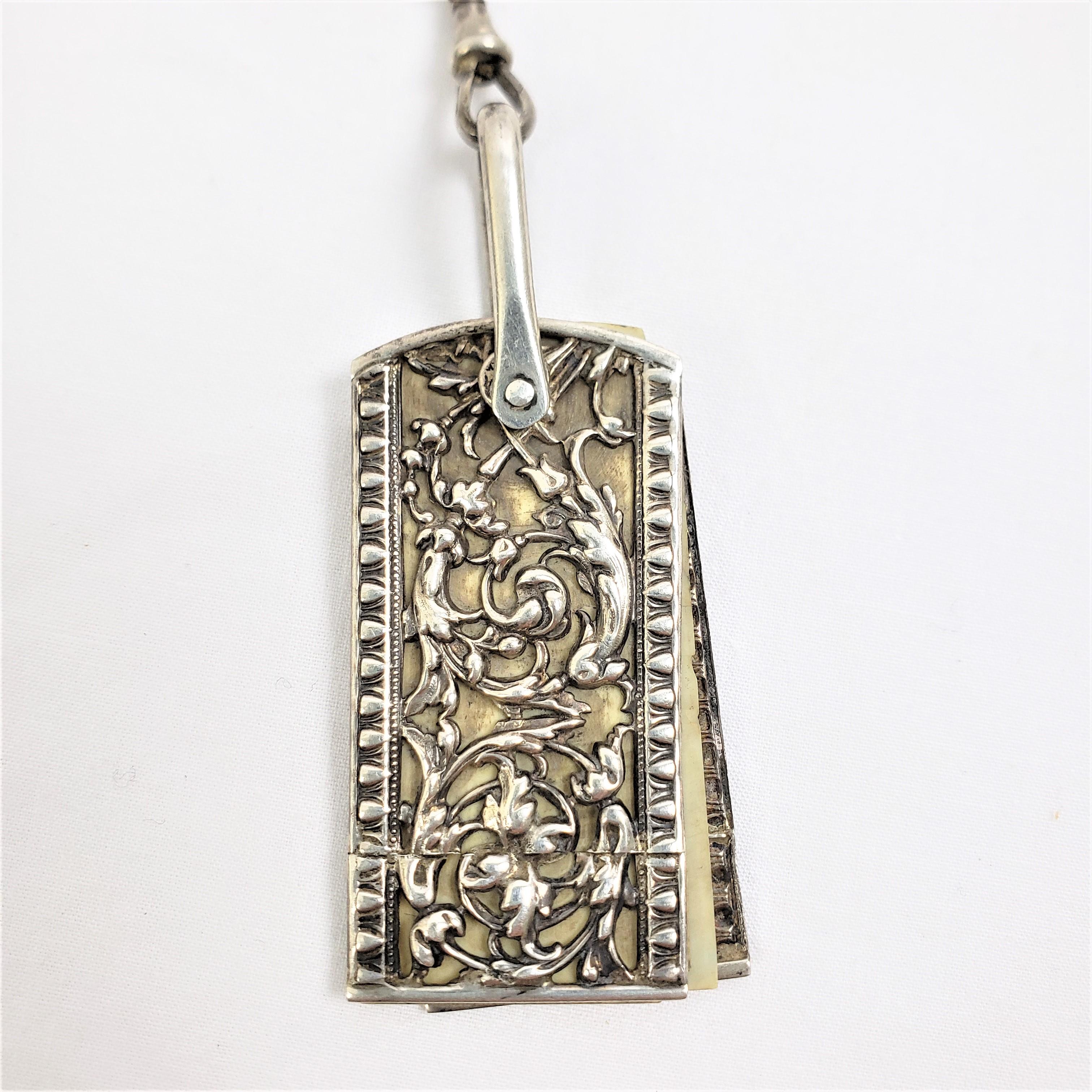 Antique Sterling Silver Chatelaine with Stylized Face & Exotic Bird Decoration 3