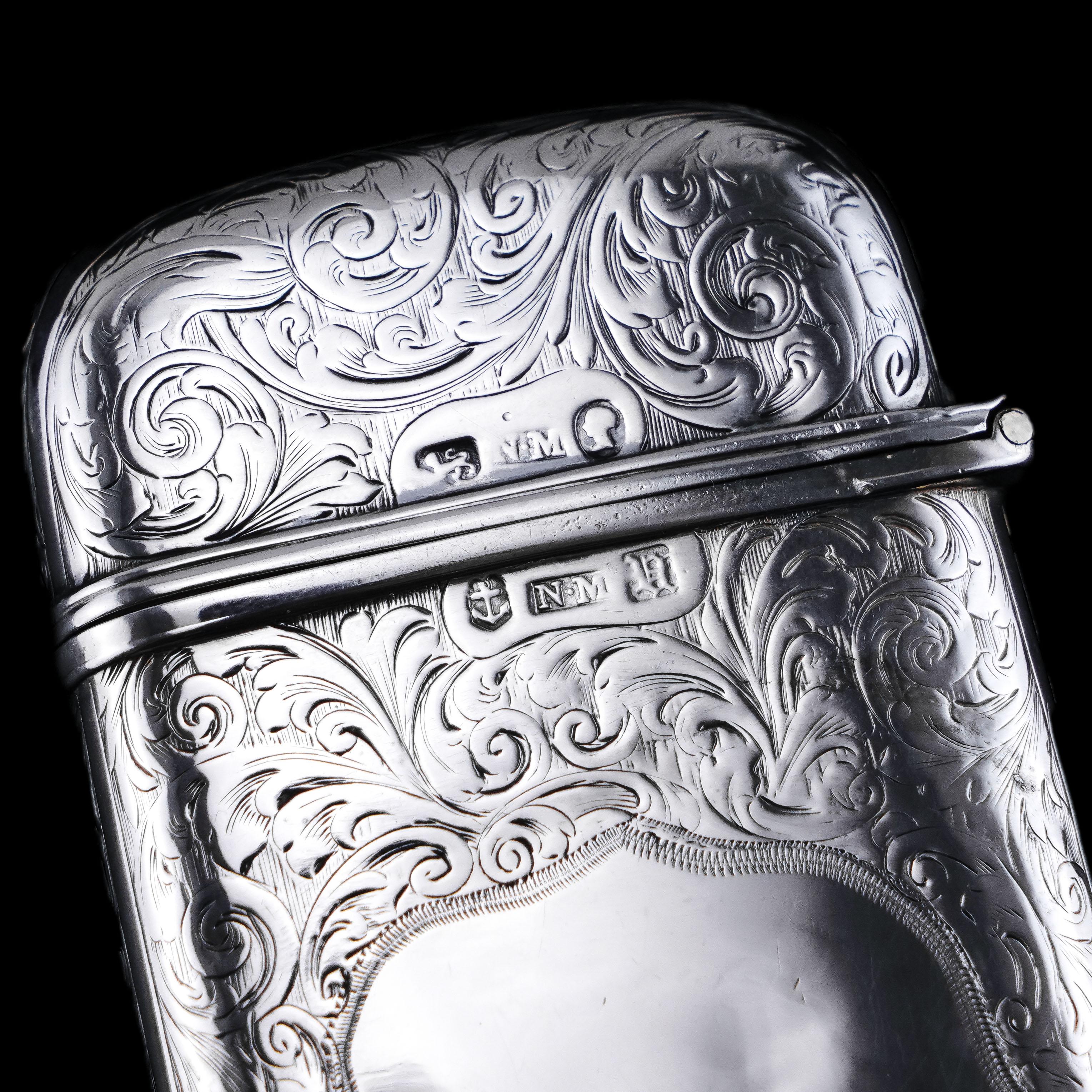 Antique Sterling Silver Cigar Case Victorian Castle Top Kenilworth Castle 1844 For Sale 15