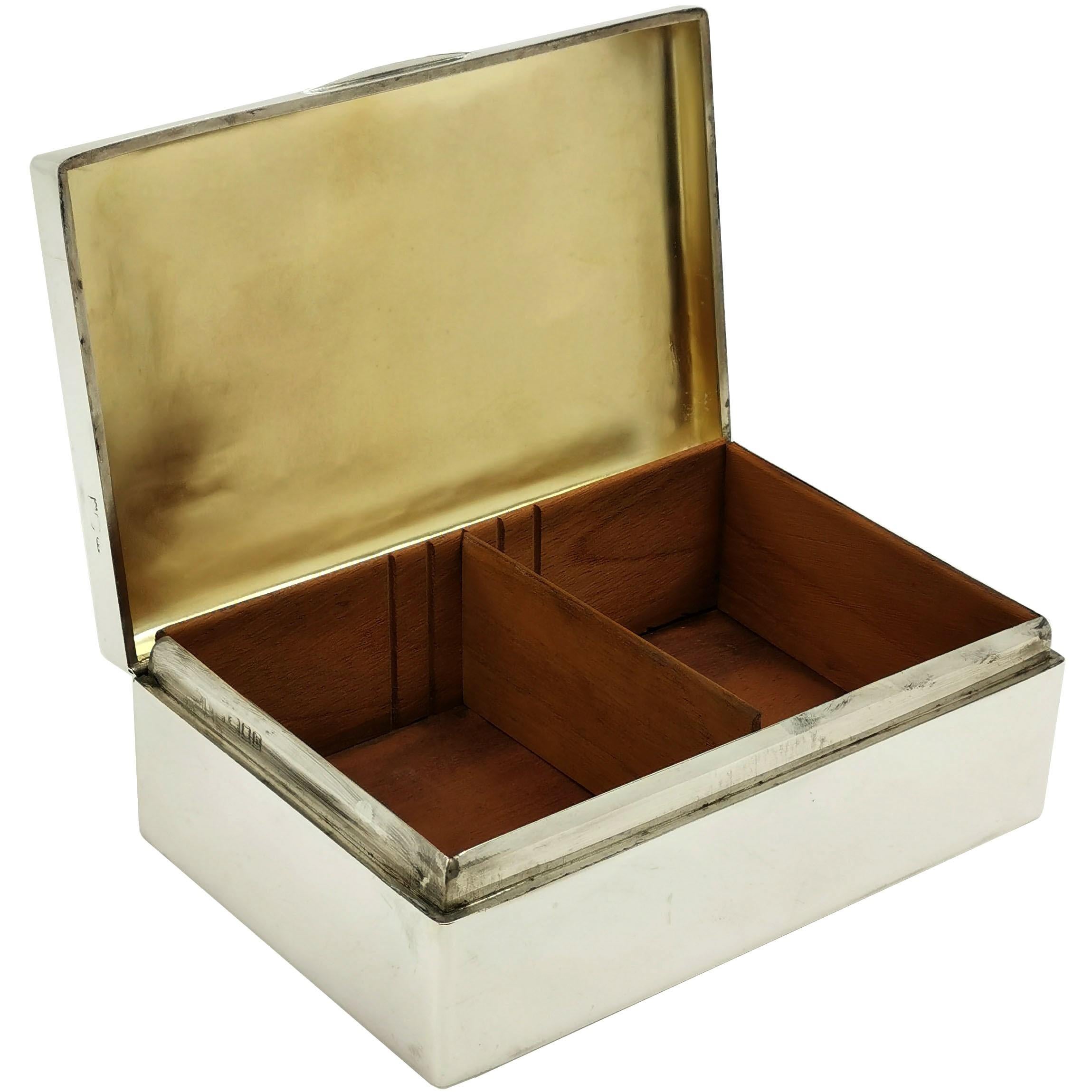 Antique Sterling Silver Cigar Cigarette Box, 1917 1