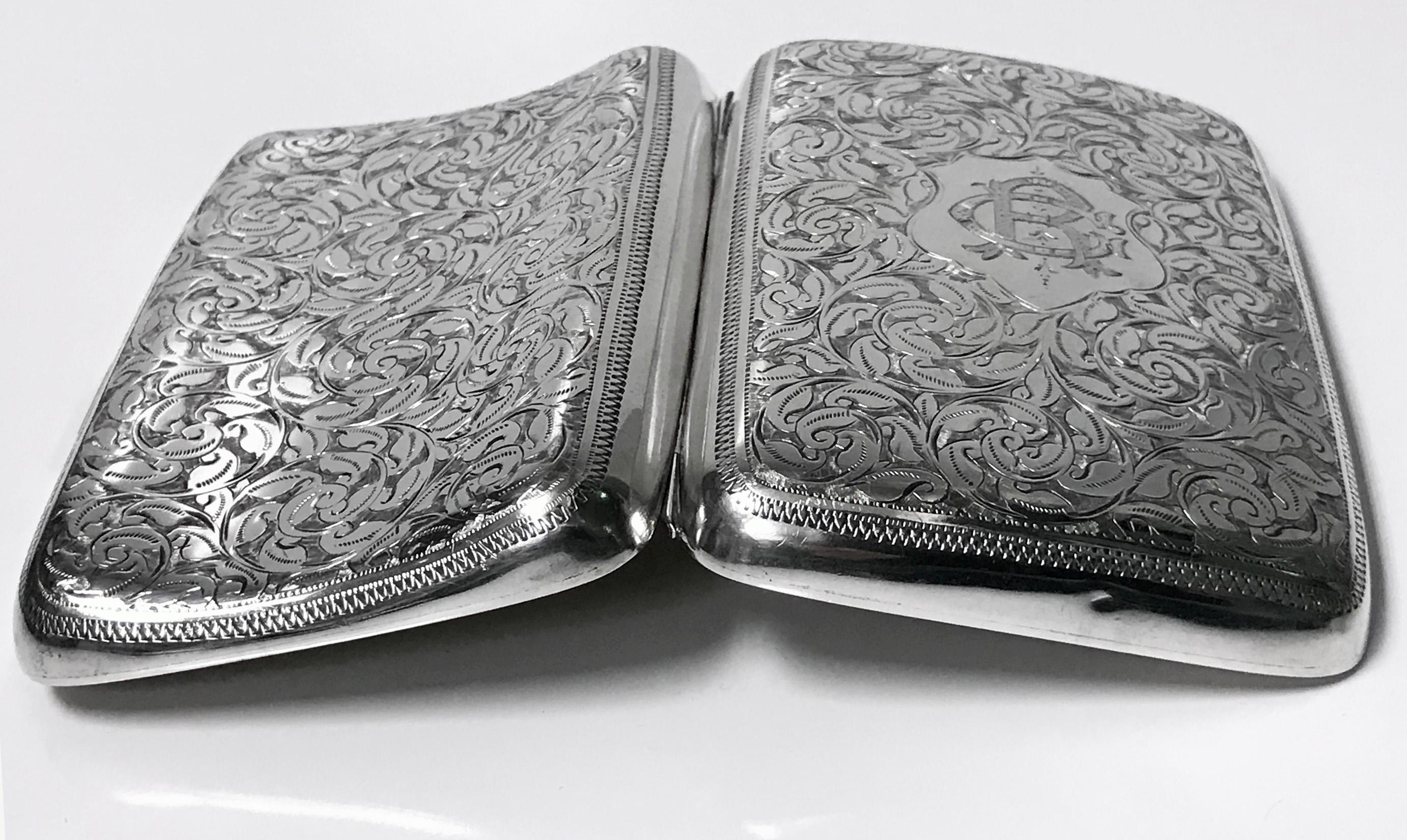 Antique Sterling Silver Cigarette Case, Birmingham 1898 JR 2