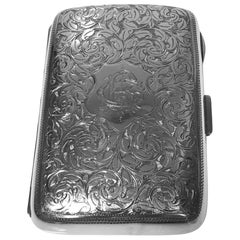 Antique Sterling Silver Cigarette Case, Birmingham 1898 JR