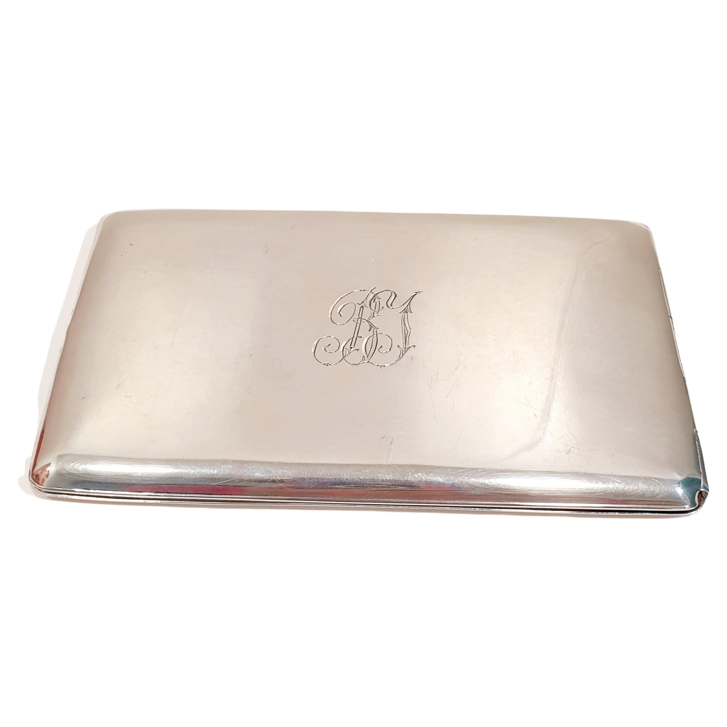 Antique Sterling Silver Cigarette Case with Initials B I 