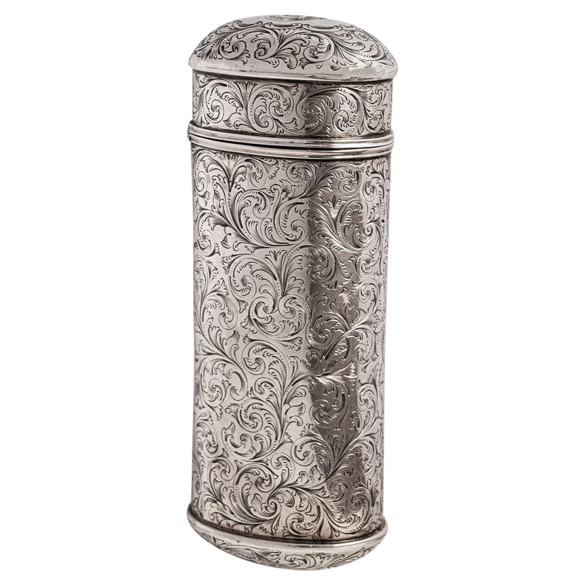 Estuche para puros antiguo de plata de ley Clan Kerr grabado Taylor & Perry Birmingham en venta 2