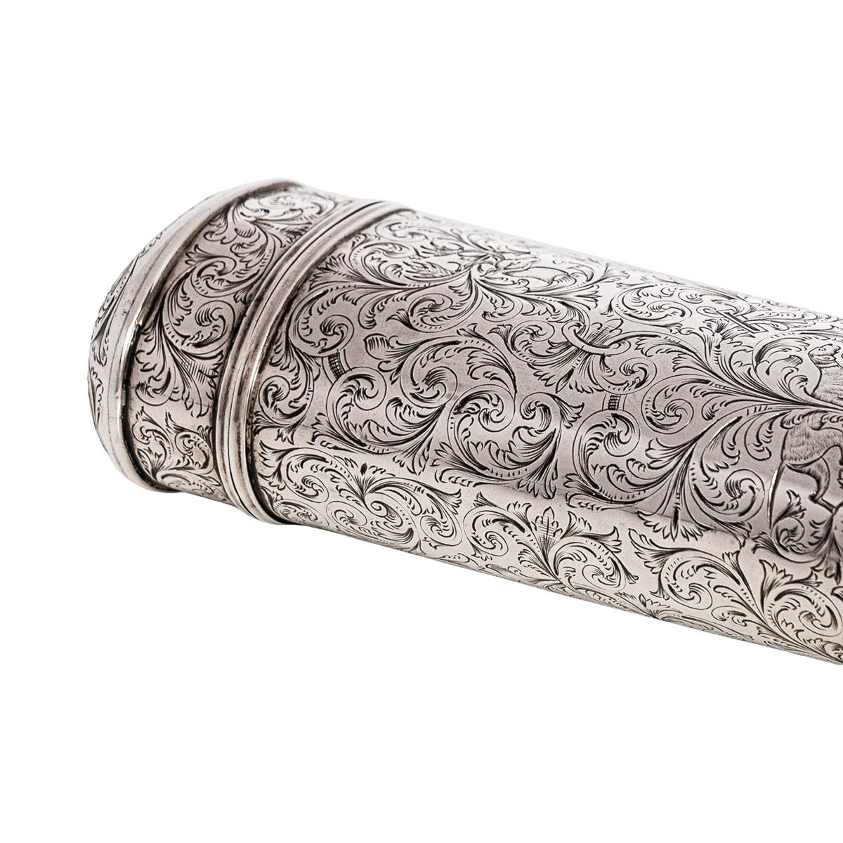 Estuche para puros antiguo de plata de ley Clan Kerr grabado Taylor & Perry Birmingham en venta 5