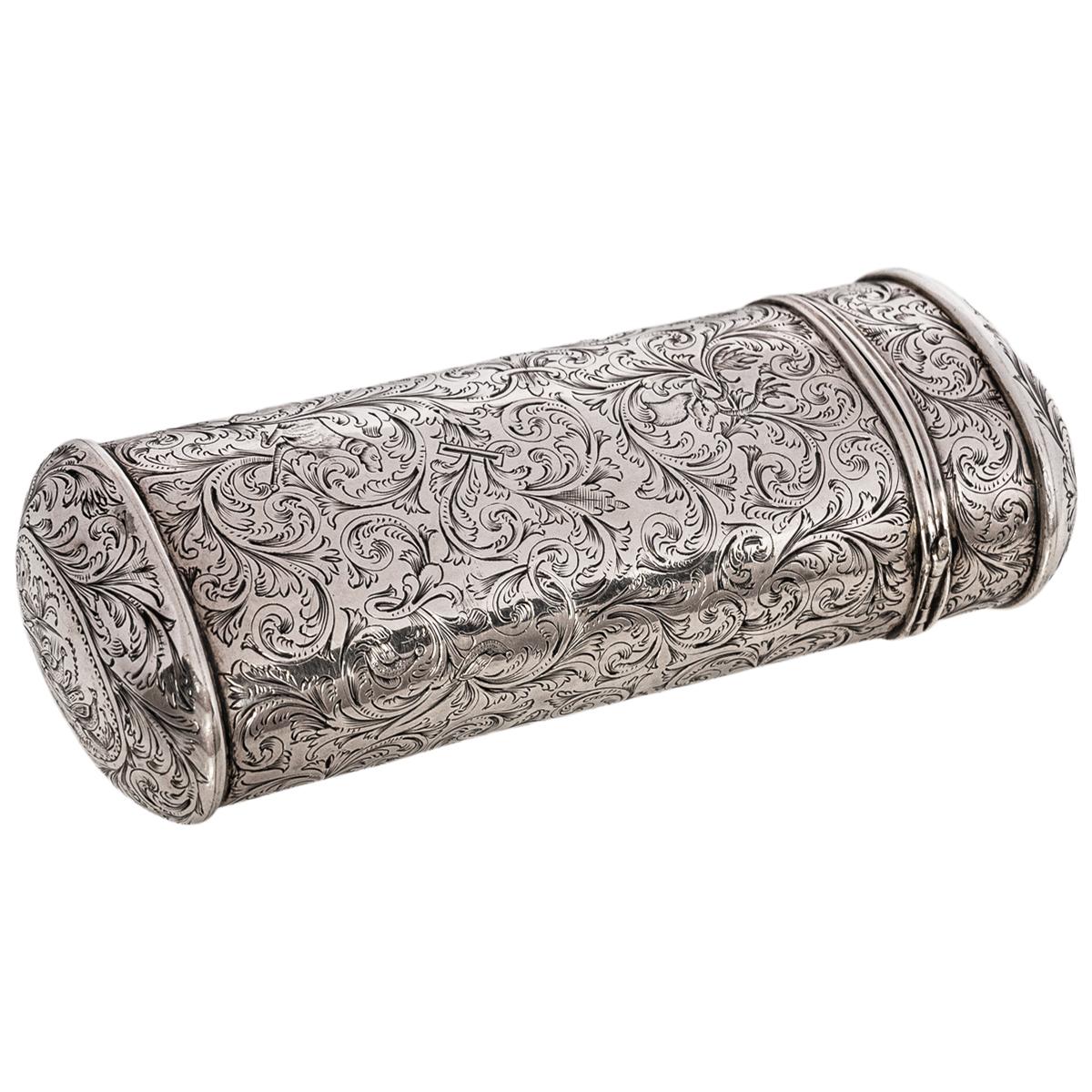 Estuche para puros antiguo de plata de ley Clan Kerr grabado Taylor & Perry Birmingham Inglés en venta