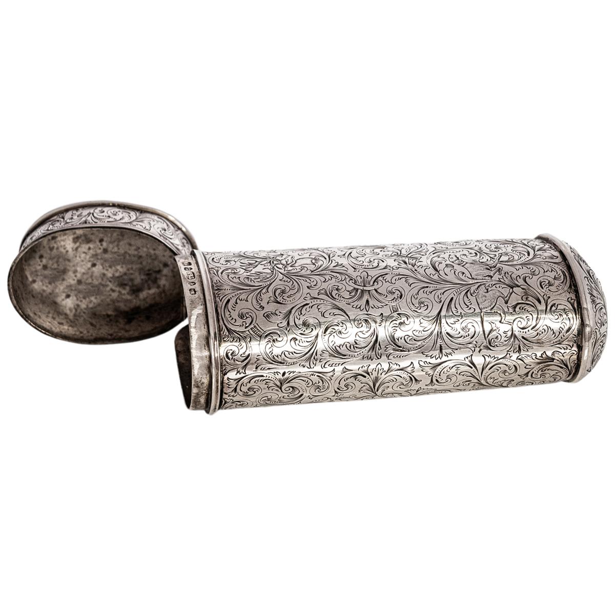 Estuche para puros antiguo de plata de ley Clan Kerr grabado Taylor & Perry Birmingham Grabado en venta