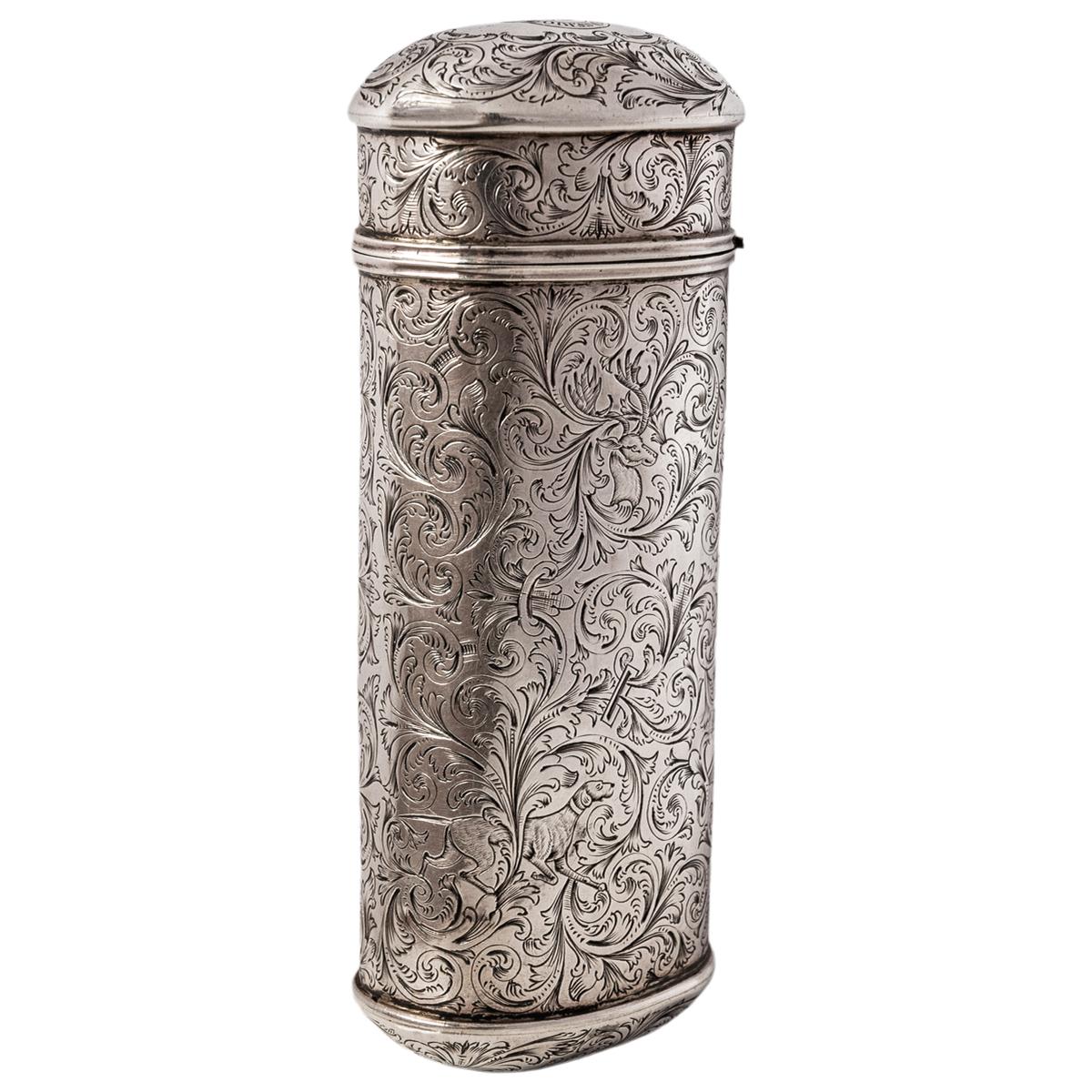 Estuche para puros antiguo de plata de ley Clan Kerr grabado Taylor & Perry Birmingham en venta 1