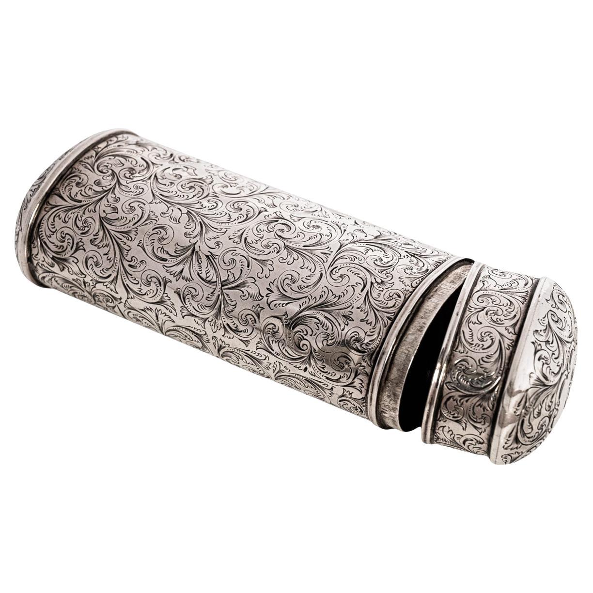 Estuche para puros antiguo de plata de ley Clan Kerr grabado Taylor & Perry Birmingham en venta