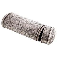 Antico astuccio per sigari in argento Sterling Clan Kerr inciso Taylor & Perry Birmingham