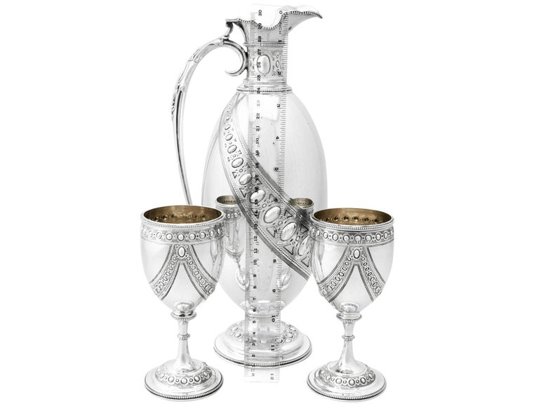 Barnard and Sons Ltd Antique Sterling Silver Claret Jug and Matching