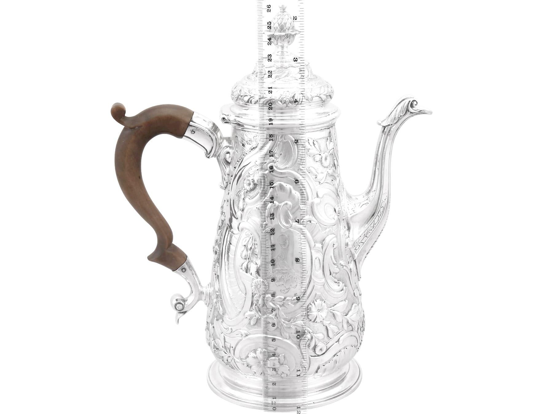 Antique Sterling Silver Coffee Pot 1748 For Sale 7