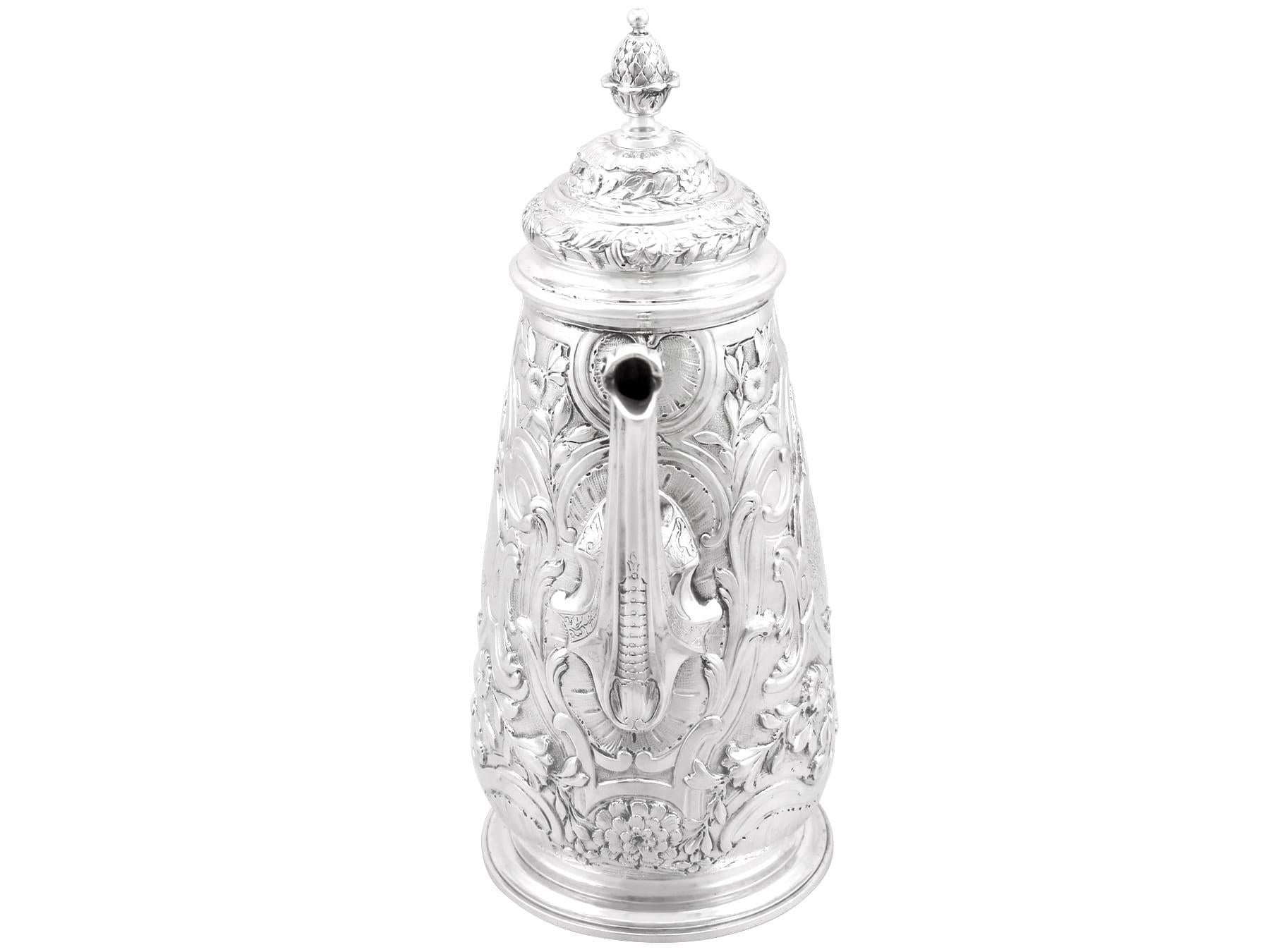 British Antique Georgian Sterling Silver Coffee Pot
