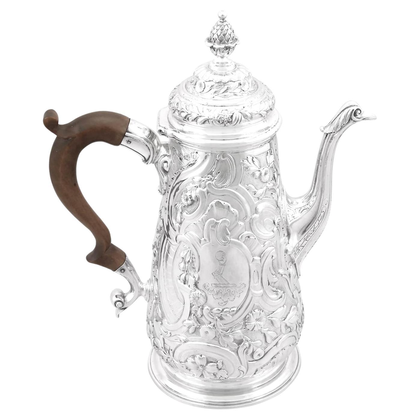 Antique Georgian Sterling Silver Coffee Pot For Sale