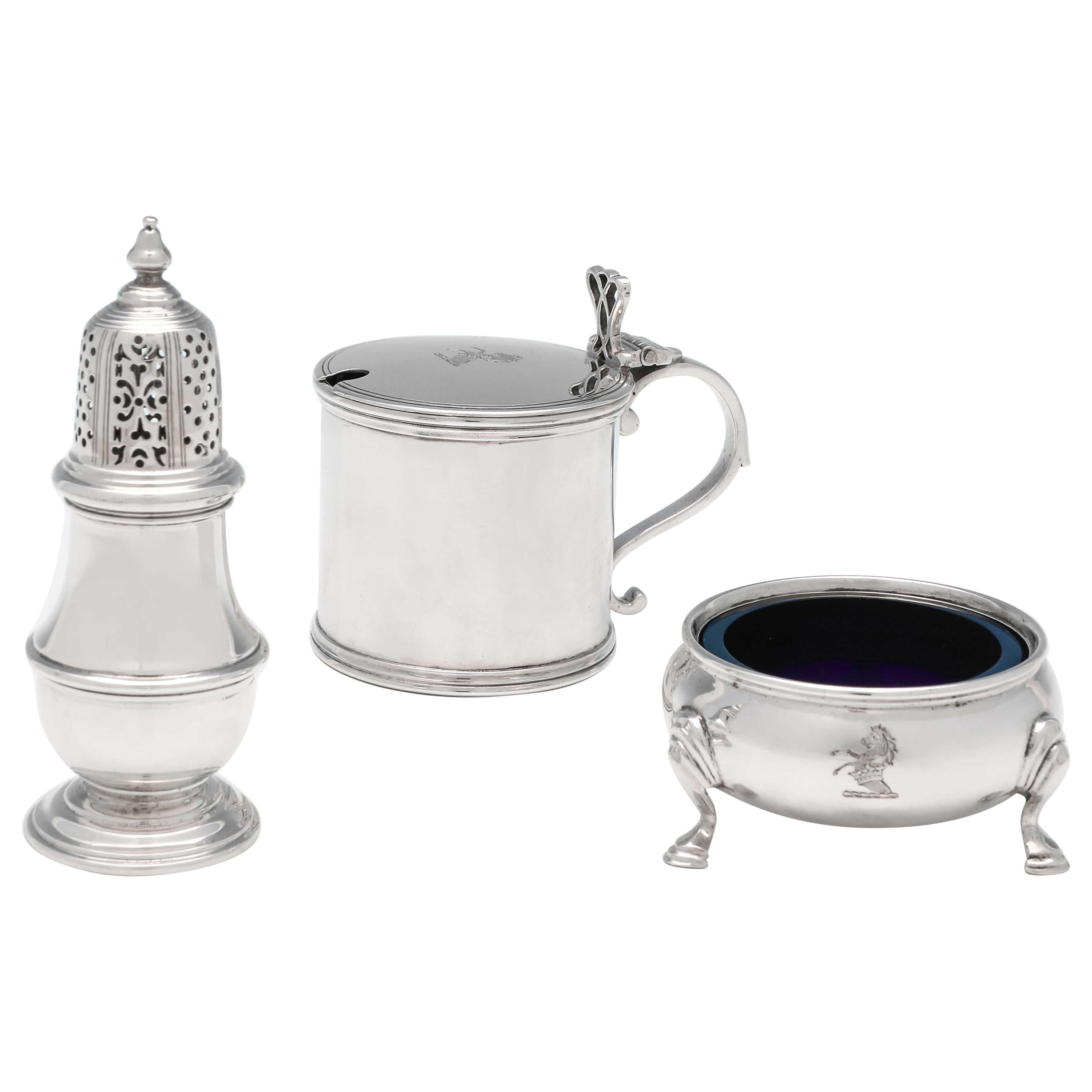 Antique Sterling Silver Condiment Set by Richard Comyns, London, 1929/