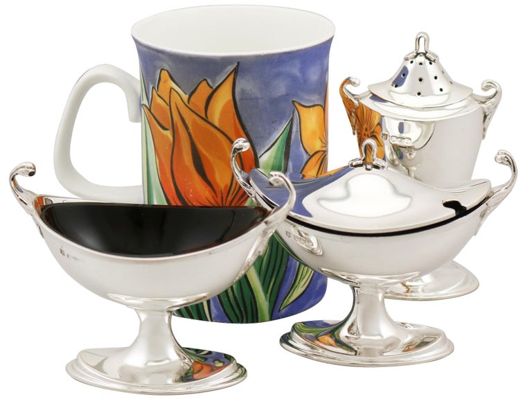 Antique Sterling Silver Condiment Set For Sale at 1stdibs