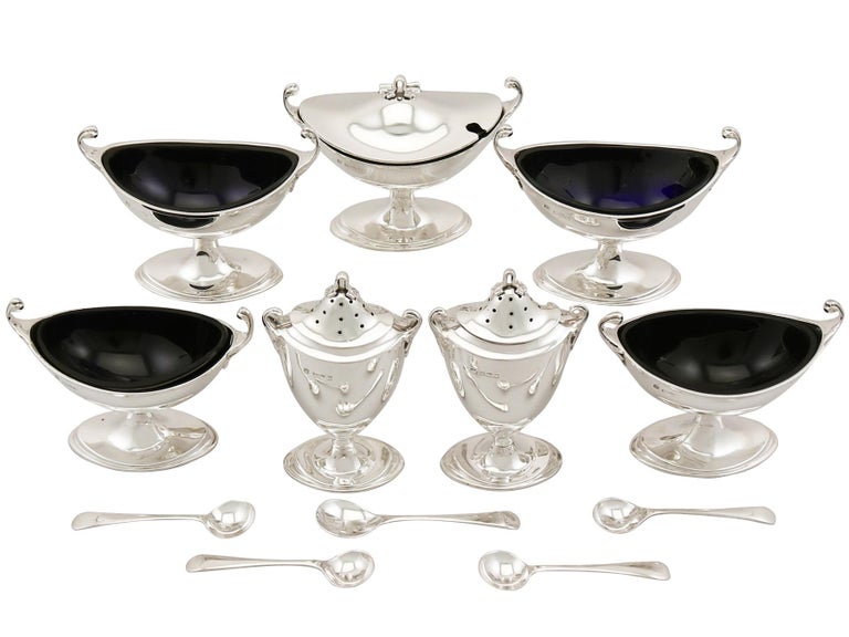 Antique Sterling Silver Condiment Set For Sale at 1stdibs