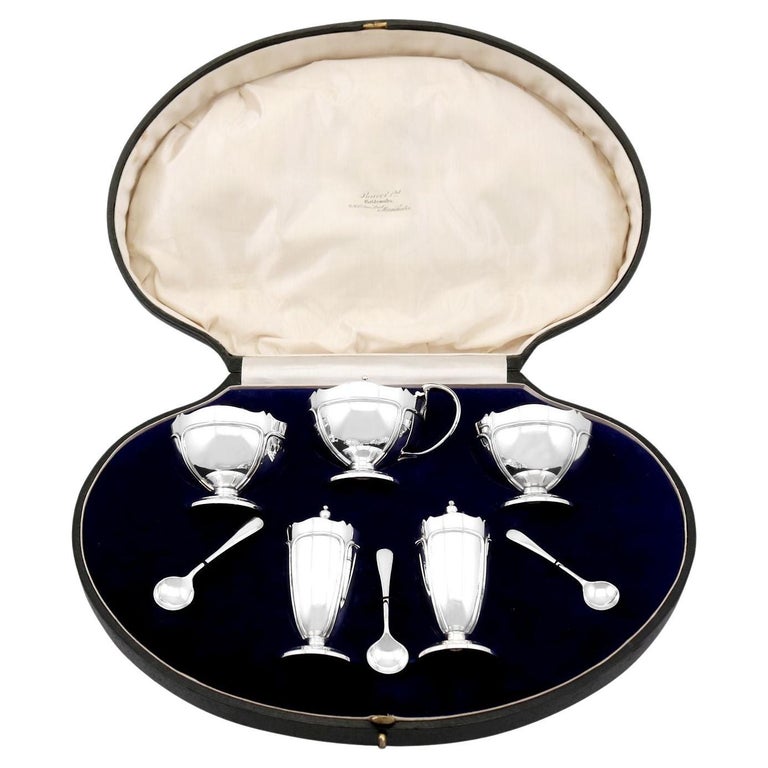 Antique Sterling Silver Condiment Set For Sale at 1stDibs