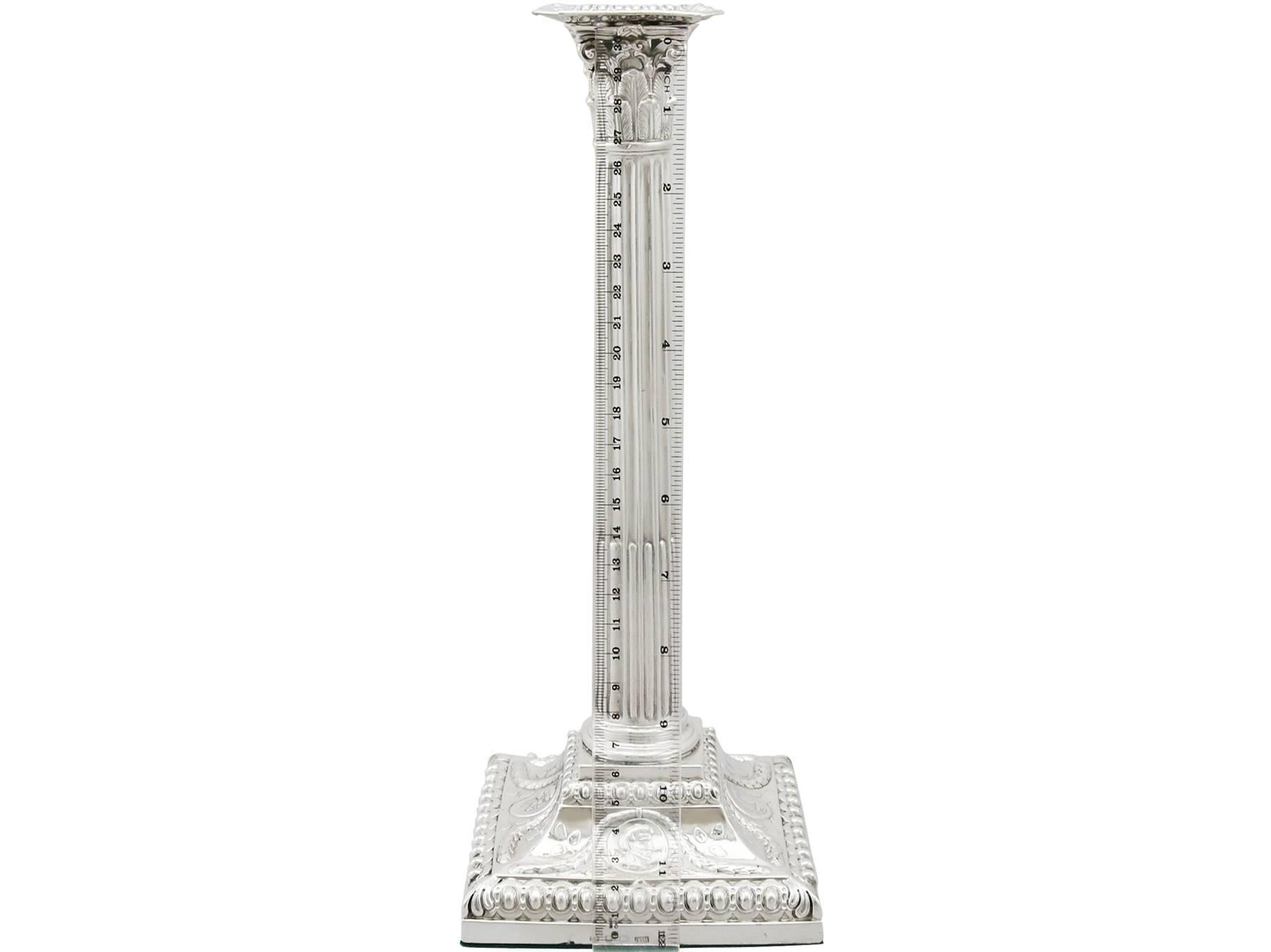 Antique Sterling Silver Corinthian Column Candlesticks, 1771 6