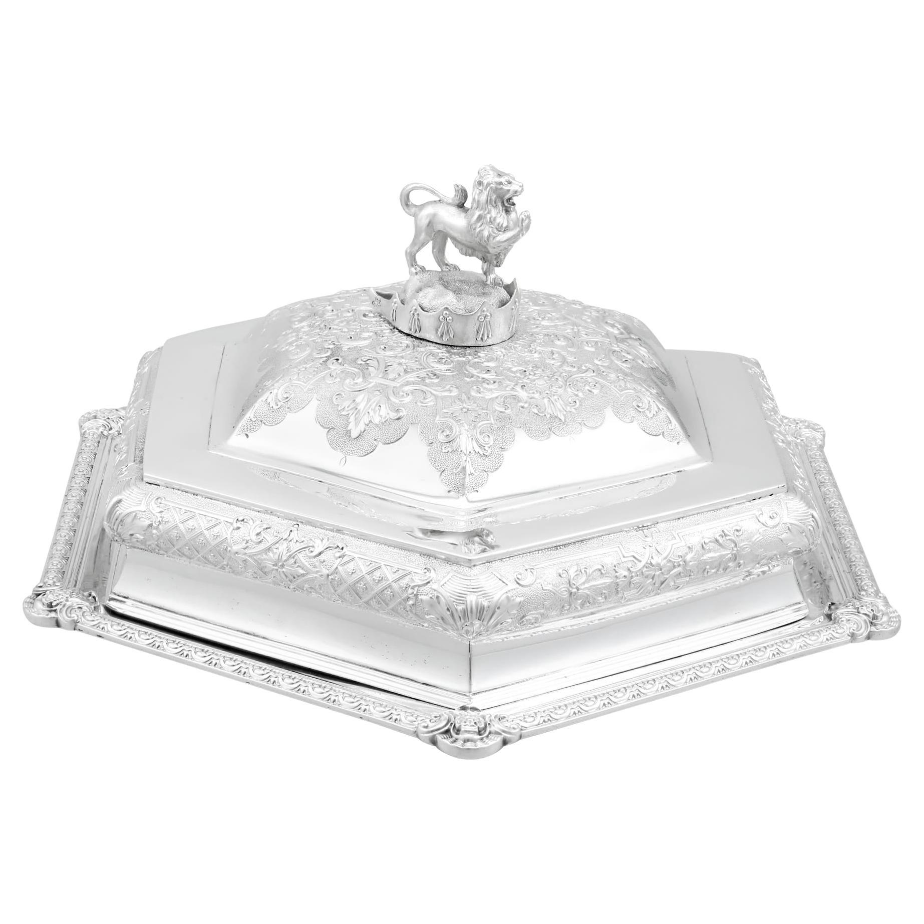 Antique Sterling Silver Covered Serving Dish by Robert Garrard II For Sale