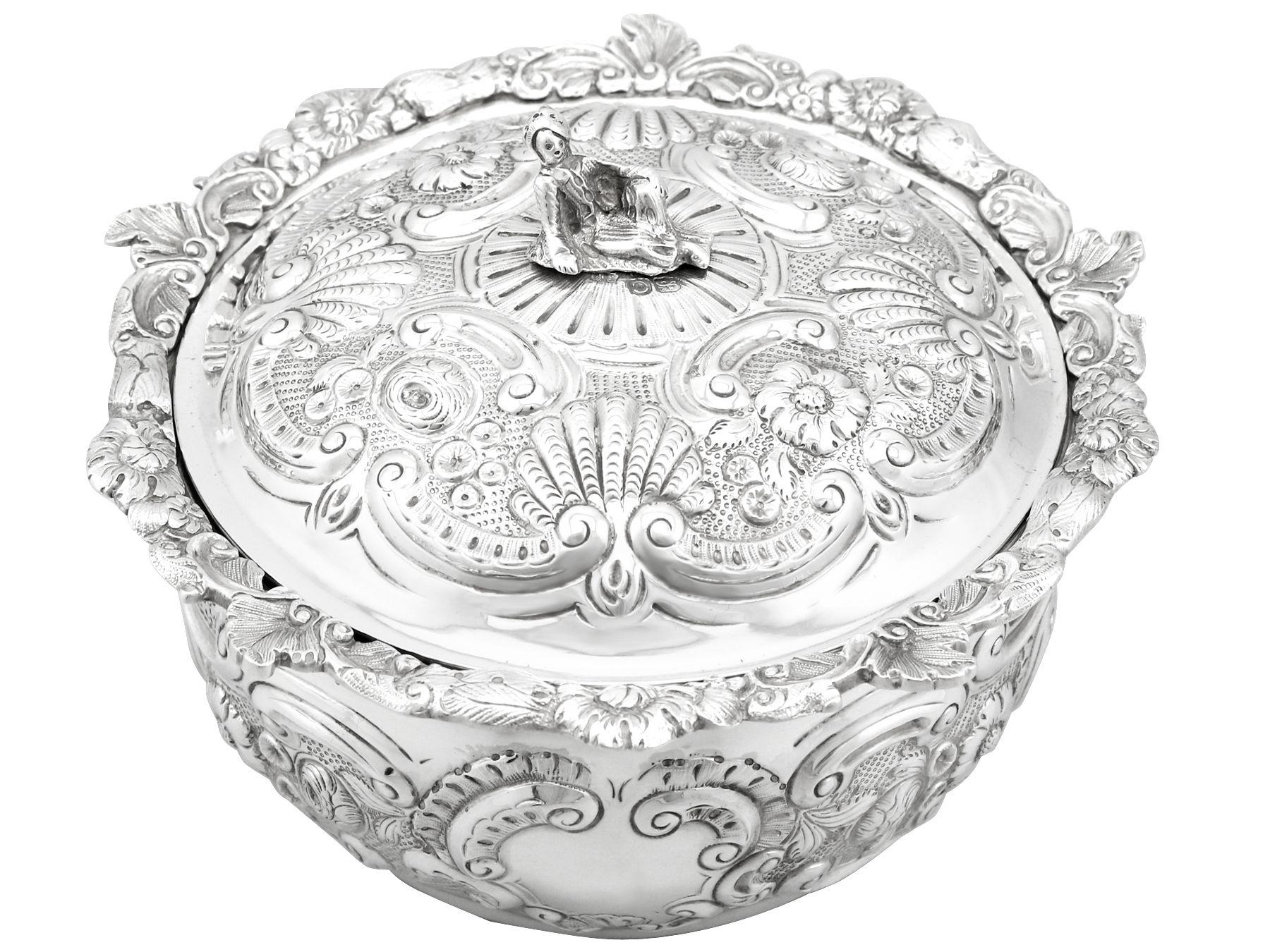 English Antique Sterling Silver Covered Serving Dish For Sale