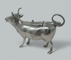 Pichet crémier-crèmeur allemand ancien en argent sterling avec vache, Londres 1908