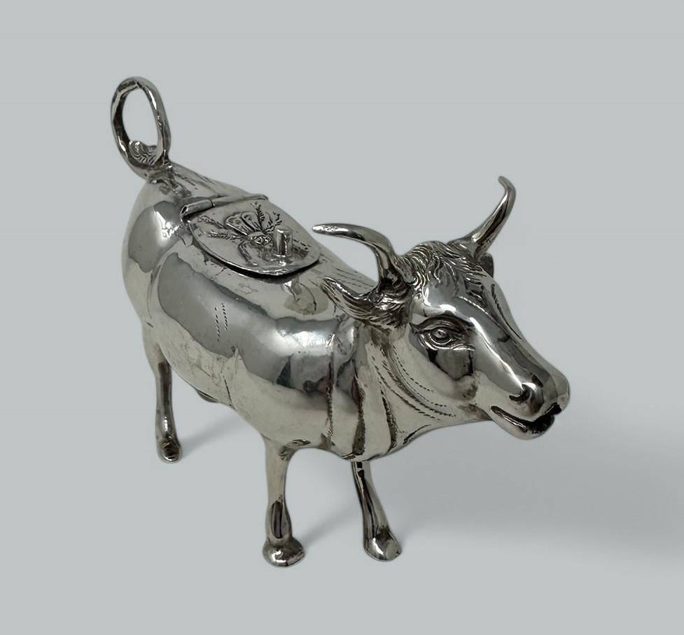 English Antique German Sterling Silver Animal Cow Creamer Pitcher Jug London 1908